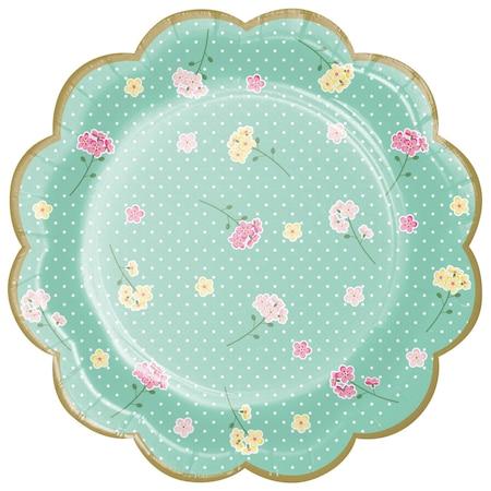 Floral Tea Party Scalloped Dessert Plates, 7, 96PK